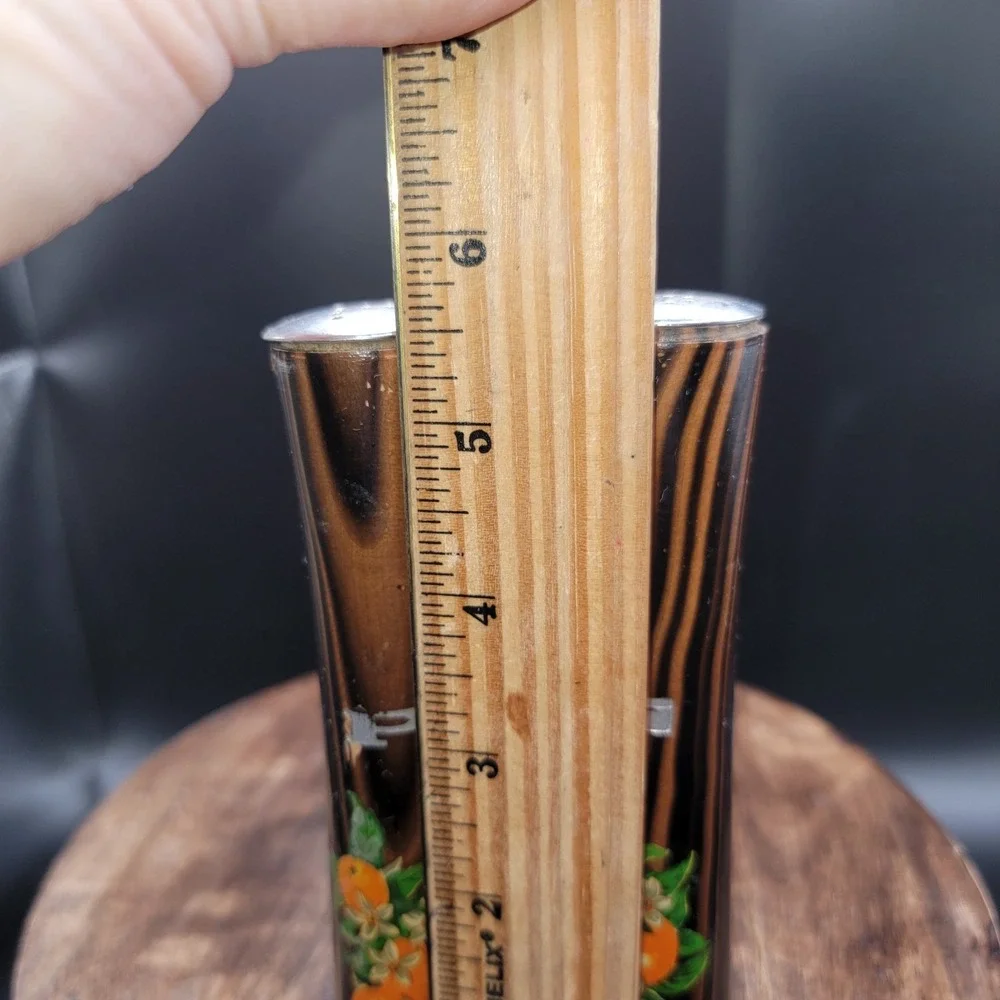 Vintage Tall Mid-Century Wood Salt & Pepper Shakers Florida Oranges Souvenir